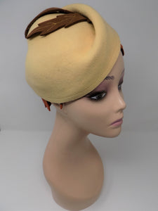 Side Pleat Tilt 30's Style Felt Hat Leafy Flash